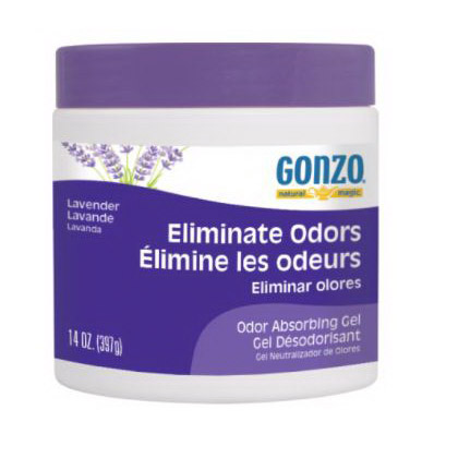 Gonzo 4123D Odor Absorbing Gel, 14 oz Jar, Lavender, White, 400 sq-ft Coverage Area, 90 days-Day Freshness
