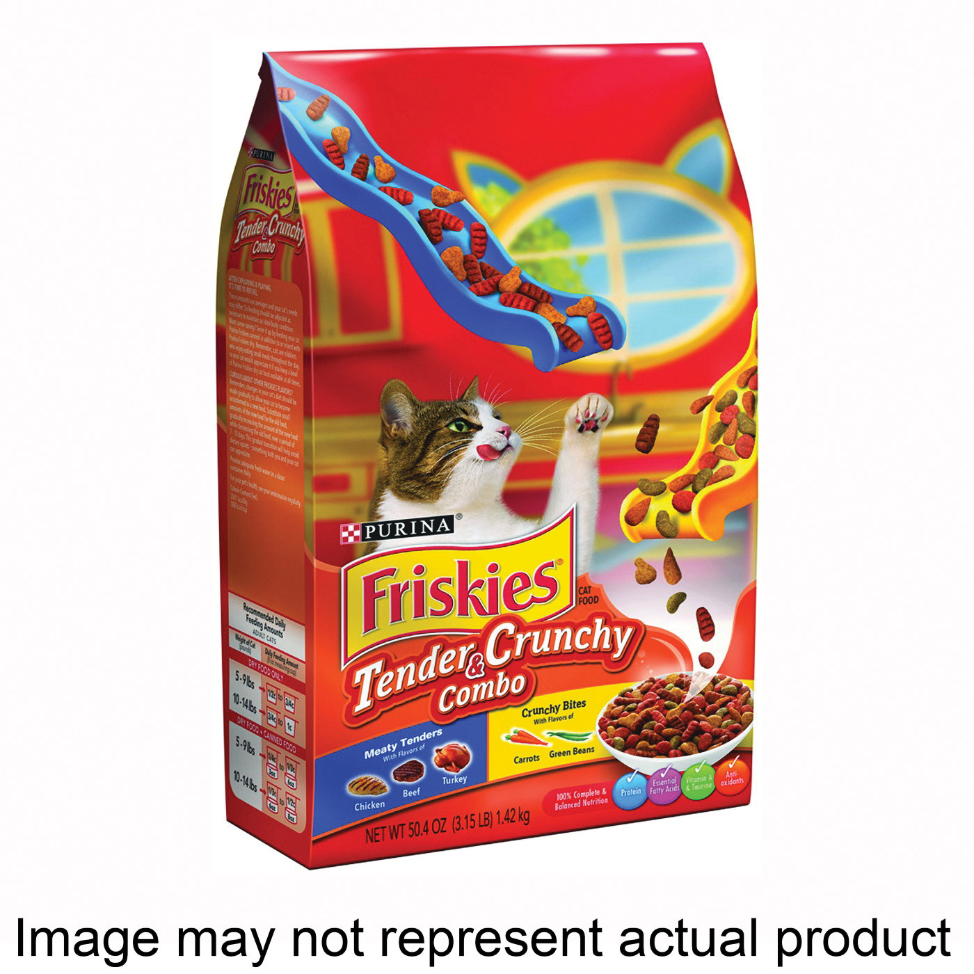 5000046179 Cat Food, Dry, Chicken, Beef, Turkey Flavor, 3.15 lb Bag