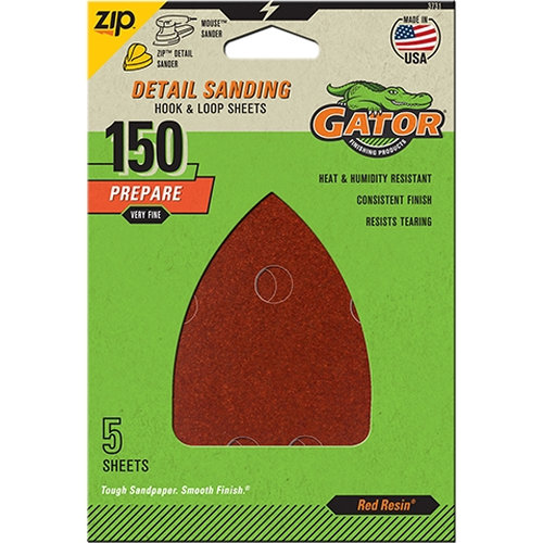 3731 Sanding Sheet, 3-1/2 in W, 5 in L, 150 Grit, Fine, Aluminum Oxide Abrasive, Paper Backing, 5 pk
