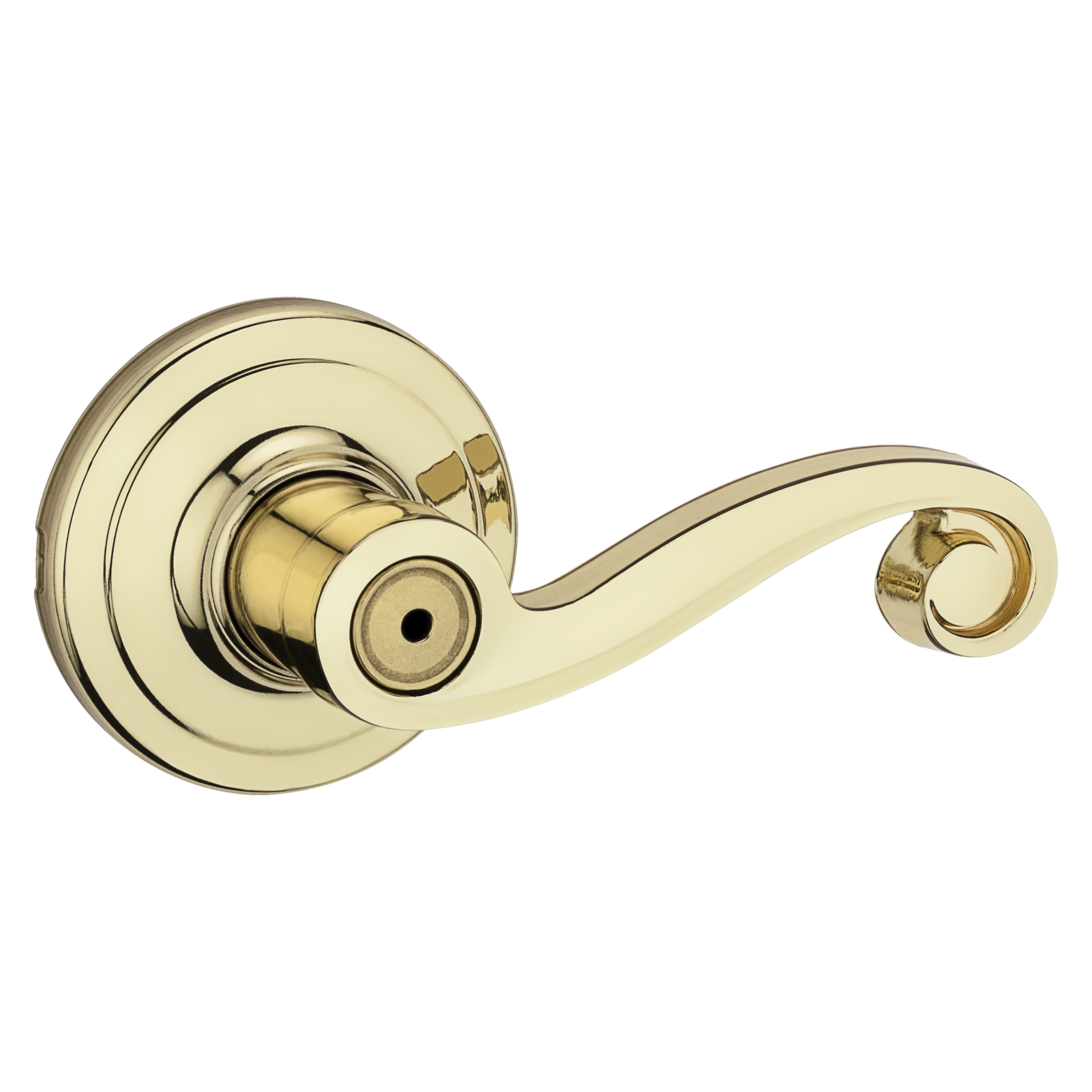 Kwikset Signature Series 730LL3CP Privacy Lever, Thumbturn Lock, Polished Brass, Zinc, Residential, Reversible Hand