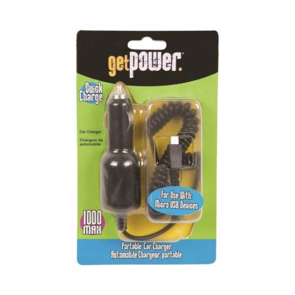 GP-CLA-M Vehicle Charging Cable, Micro USB, Black, 3 ft L