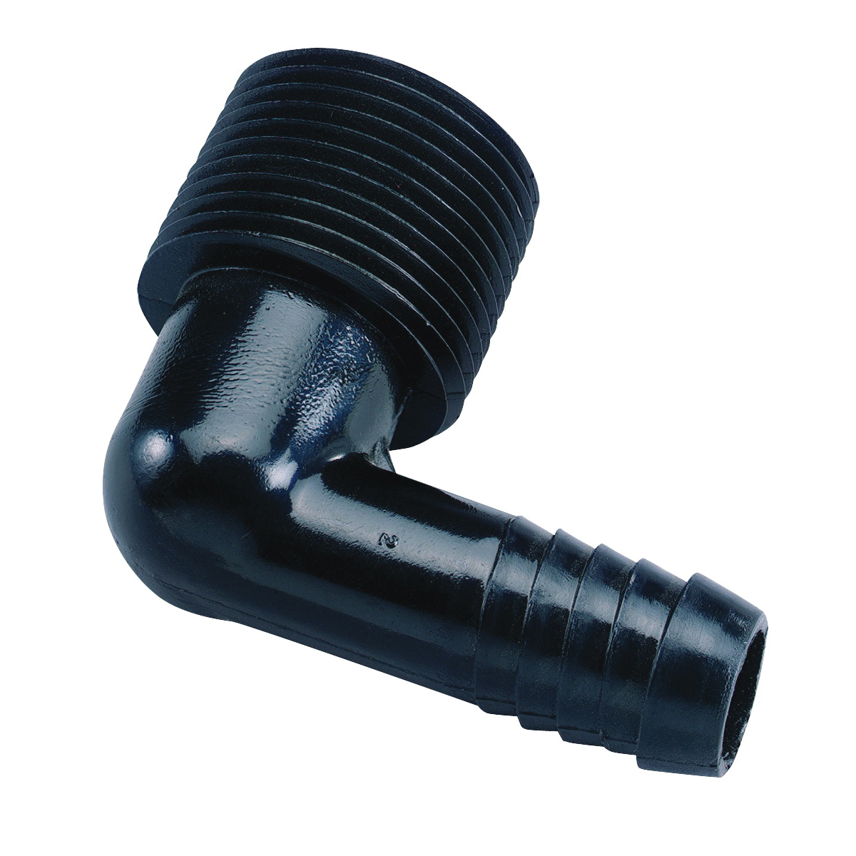 94360 Elbow, 3/4 x 1/2 in Connection, MNPT x Barb, Plastic