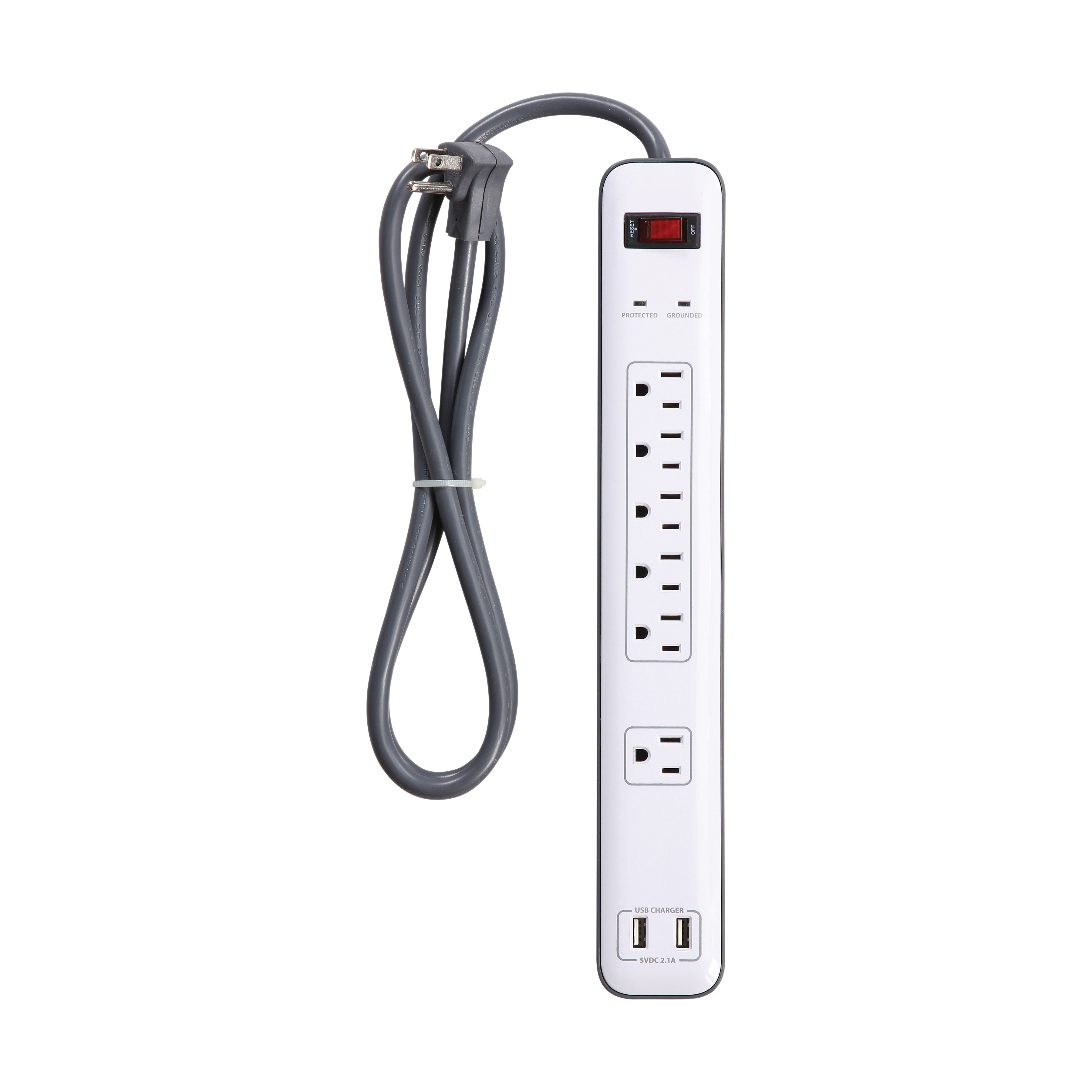 OR525106 Surge Protector Power Strip, 125 V, 15 A, 6 Three-Prong-Outlet, White