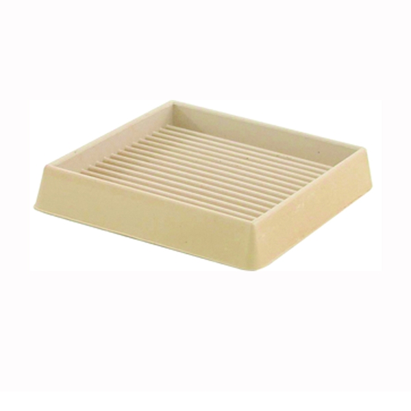 9168 Caster Cup, Square, 3 in Dimensions, Rubber, Off-White, 2/PK