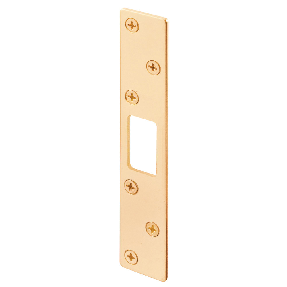 U 9535 Deadbolt Strike Plate, 5-7/8 in L, 1-1/8 in W, Steel, Brass