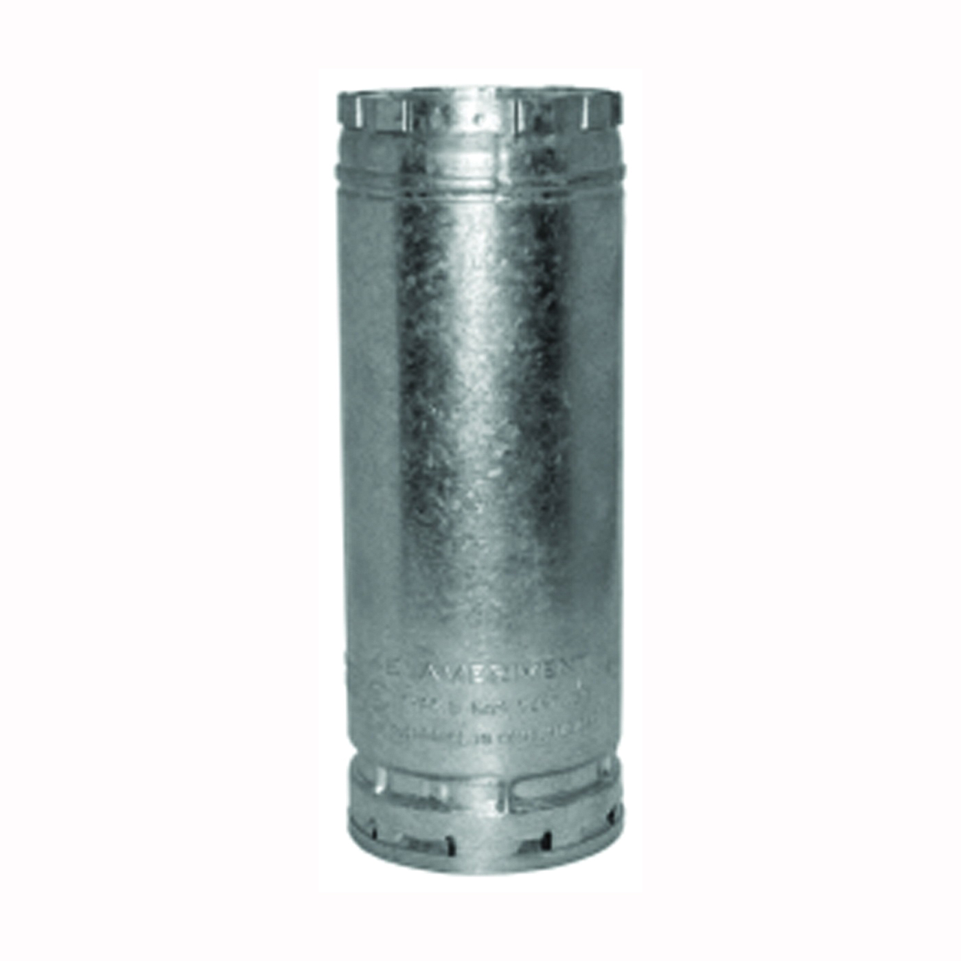 AmeriVent 4E12 Type B Gas Vent Pipe, 4-1/2 in OD, 12 in L, Aluminum/Steel, Galvanized - 1