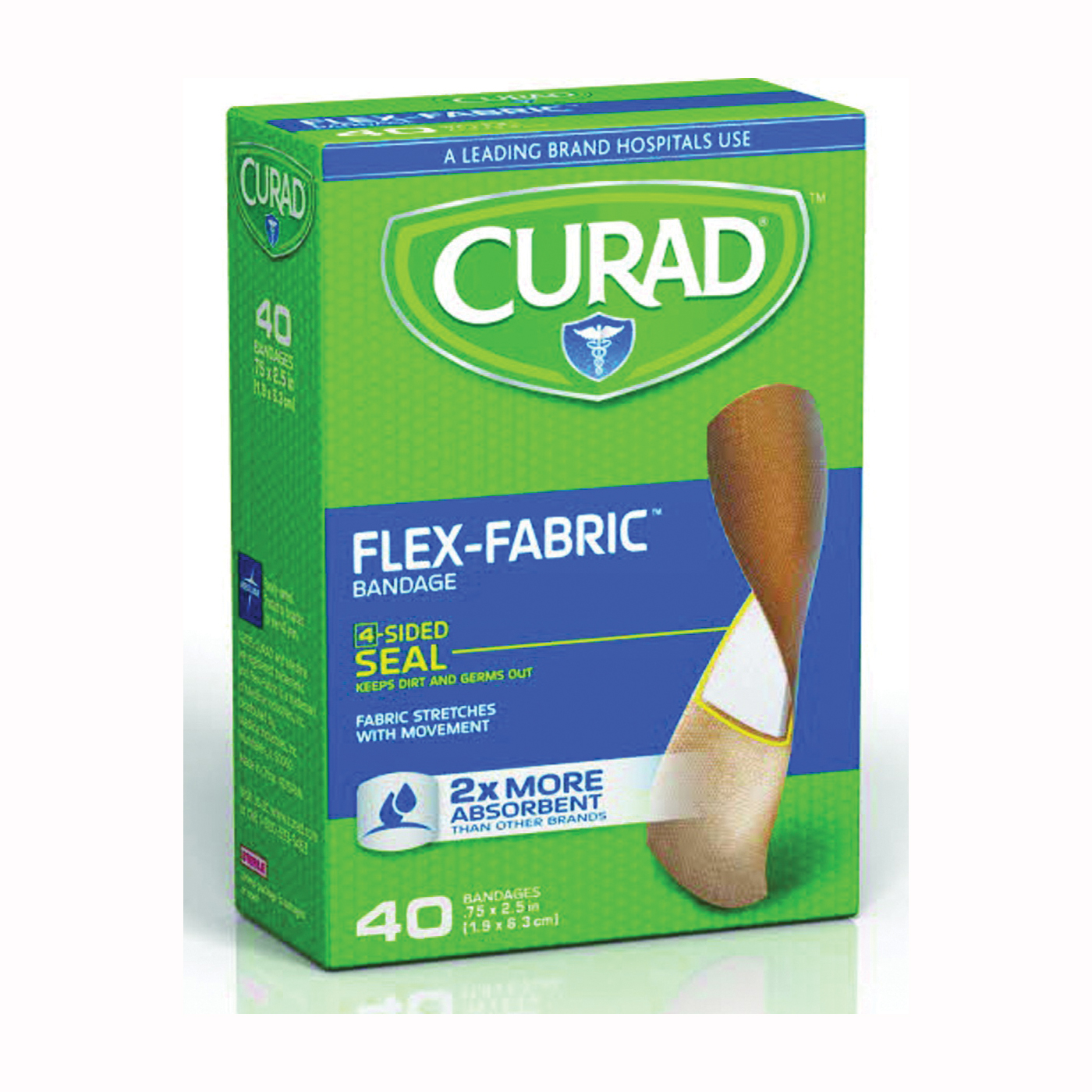 CUR45245 Adhesive Bandage, 3/4 in W, 2-1/2 in L, Fabric Bandage