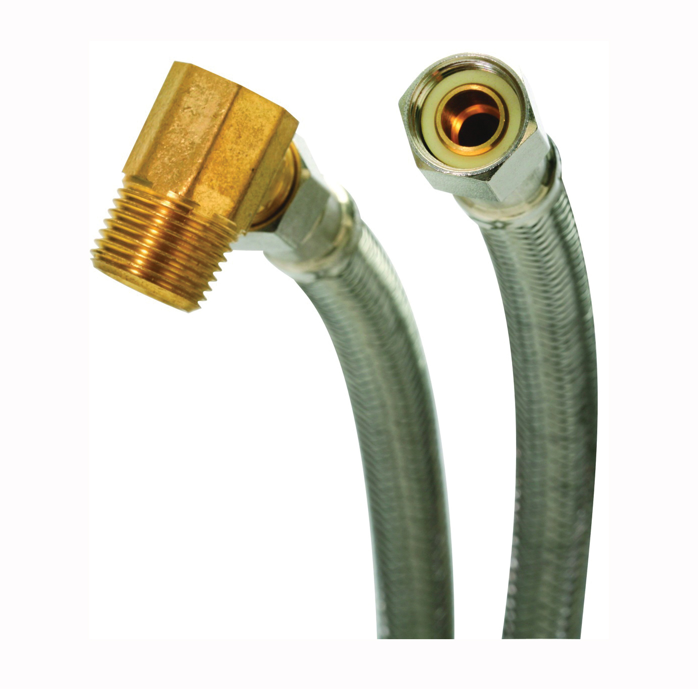 6W60 Dishwasher Connector, 1/2 x 3/8 in, Compression, Polymer/Stainless Steel, 60 in L