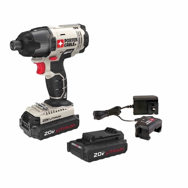 Porter-Cable PCC641LB Impact Driver Kit, Battery Included, 20 V, 1/4 in Drive, Hex Drive, 3100 ipm, 2800 rpm Speed