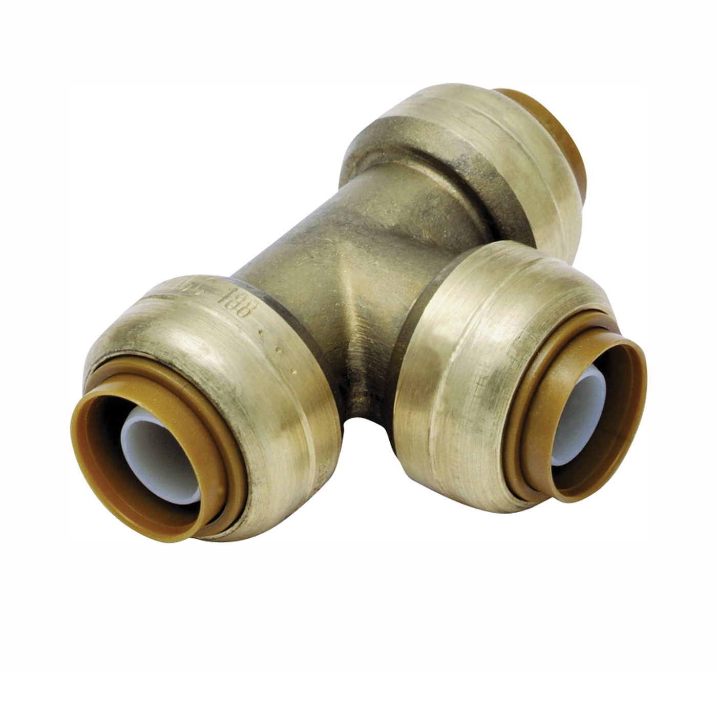 U454LFA Pipe Tee, 3/4 x 1/2 x 1/2 in, Push-Fit, DZR Brass, 200 psi Pressure