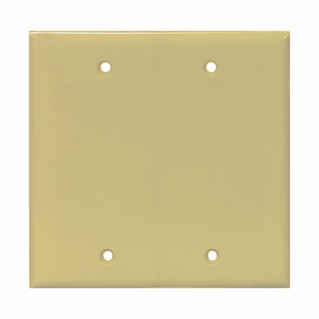 Cooper Wiring PJ23V Blank Wallplate, 4.95 in L, 4.88 in W, 0.08 in Thick, 2 -Gang, Polycarbonate, Ivory, High-Gloss