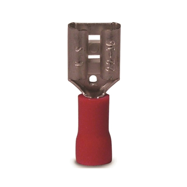 10-141F Disconnect Terminal, 600 V, 22 to 16 AWG Wire, 1/4 in Stud, Vinyl Insulation, Red