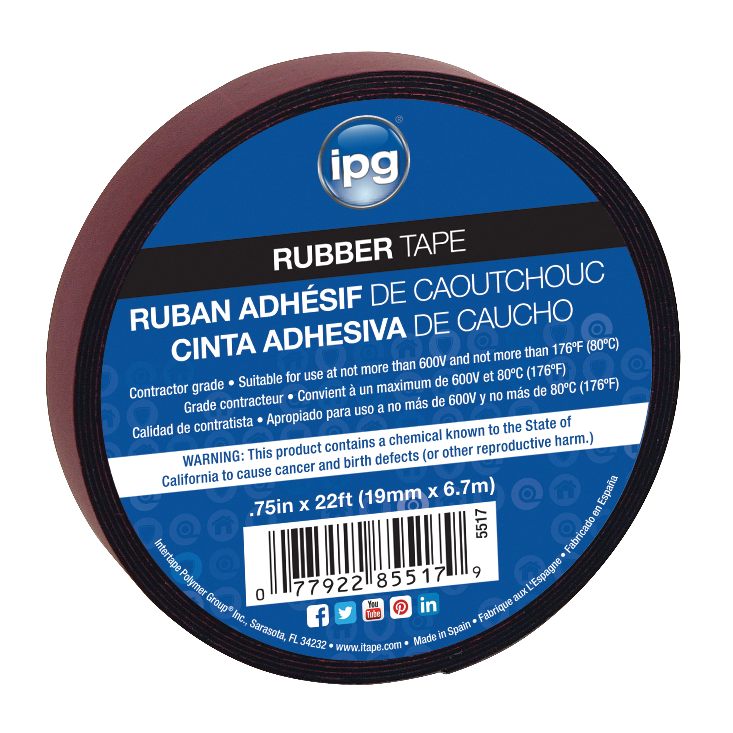 5517 Electrical Tape, 22 ft L, 3/4 in W