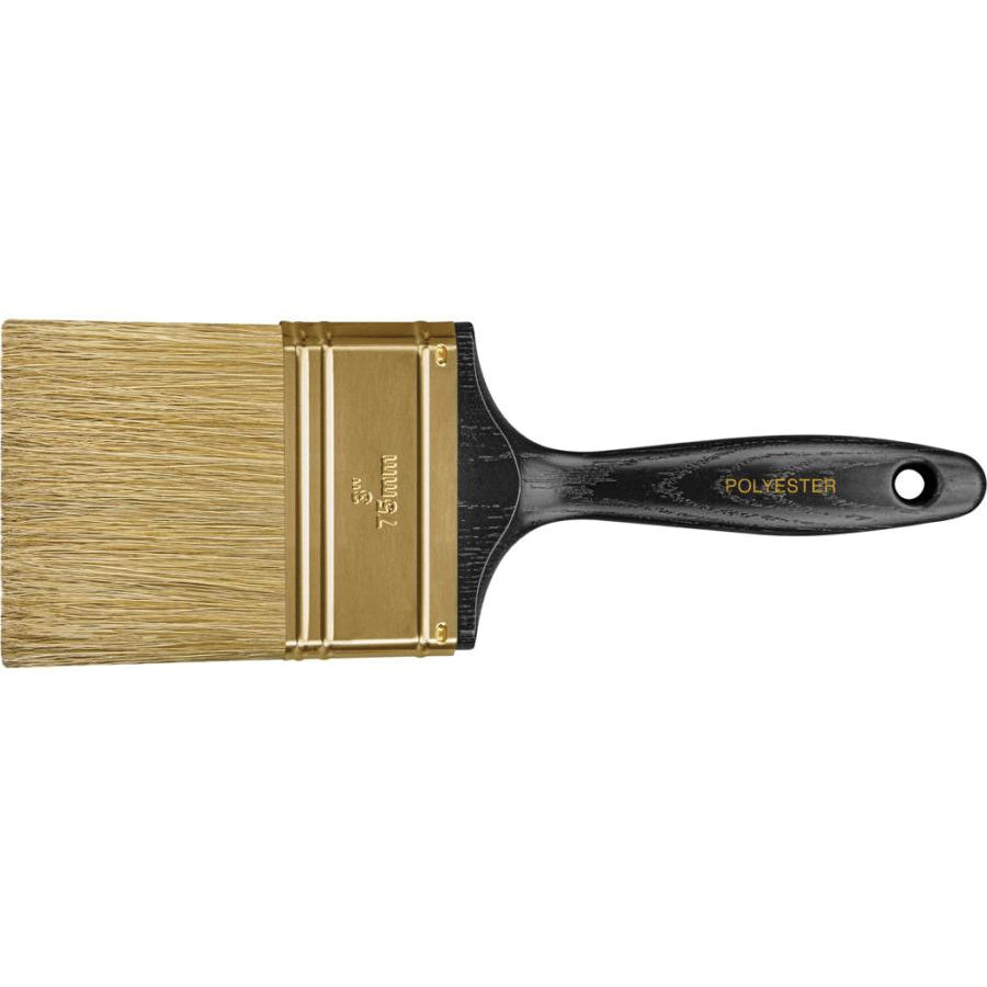 P3973-3 Paint Brush, 3 in W, Flat Brush, 2-11/16 in L Bristle, Polyester Bristle, Beavertail Handle
