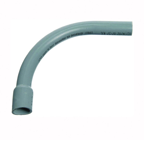 UA9DKB-UPC Elbow, 2-1/2 in Trade Size, 90 deg Angle, SCH 40 Schedule Rating, PVC, 24 in L Radius, Plain End, Gray