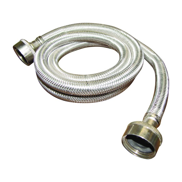 PP23821 Washing Machine Discharge Hose, 3/4 in ID, 4 ft L, FHT x FHT, Stainless Steel