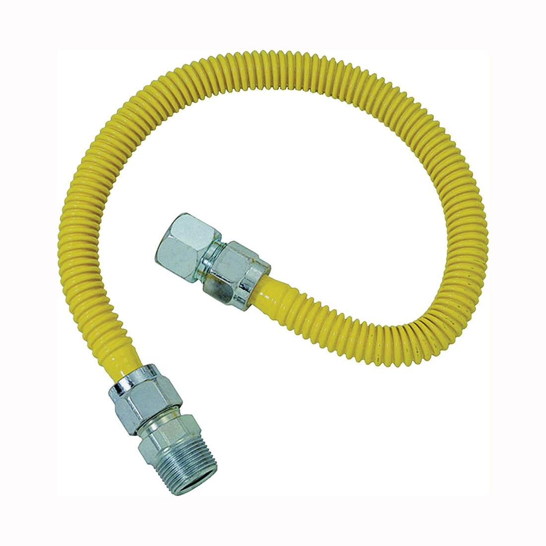 ProCoat Series CSSC21-48P Gas Connector, 3/4 in, MIP x FIP, Stainless Steel, Polymer-Coated, 48 in L