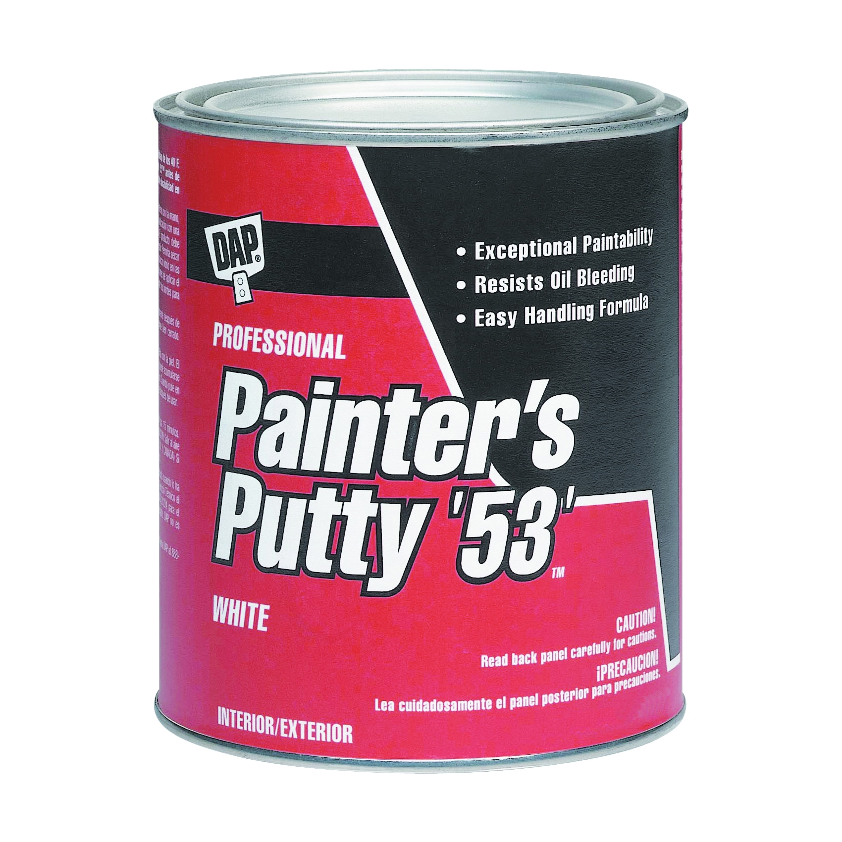 12244 Painter's Putty, Paste, Musty, White, 1 qt Tub
