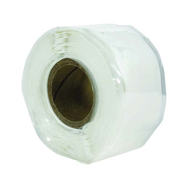 RT12012BWH Pipe Repair Tape, 12 ft L, 1 in W, Silicone Backing, White