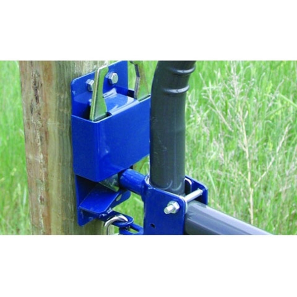S16100100 Gate Latch, 2-Way, Lockable, Steel, Blue, For: 1-1/4 to 2 in OD Round Tube Gate
