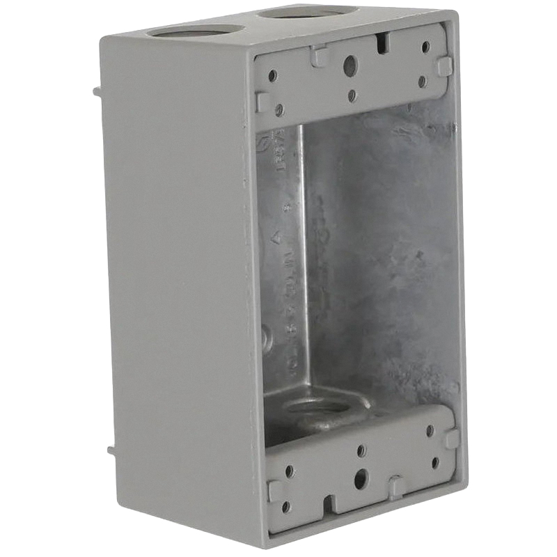 5322-0 Weatherproof Box, 2-13/16 in W, 4-9/16 in D, 2-9/64 in H, 5-Knockout, Lug Mounting, NEMA 3R, Gray