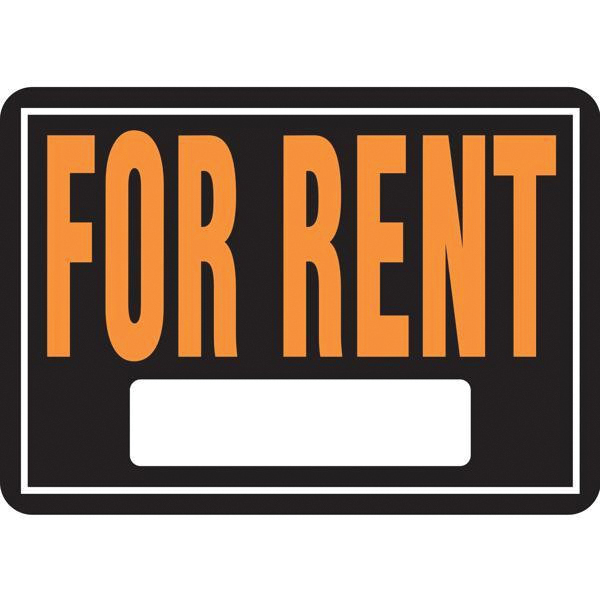 Hy-Glo Series A00802 Identification Sign, Rectangular, FOR RENT, Fluorescent Orange Legend, Black Background