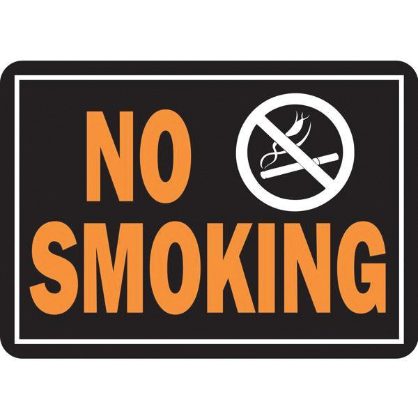 Hy-Glo Series A00811 Identification Sign, Rectangular, NO SMOKING, Fluorescent Orange Legend, Black Background