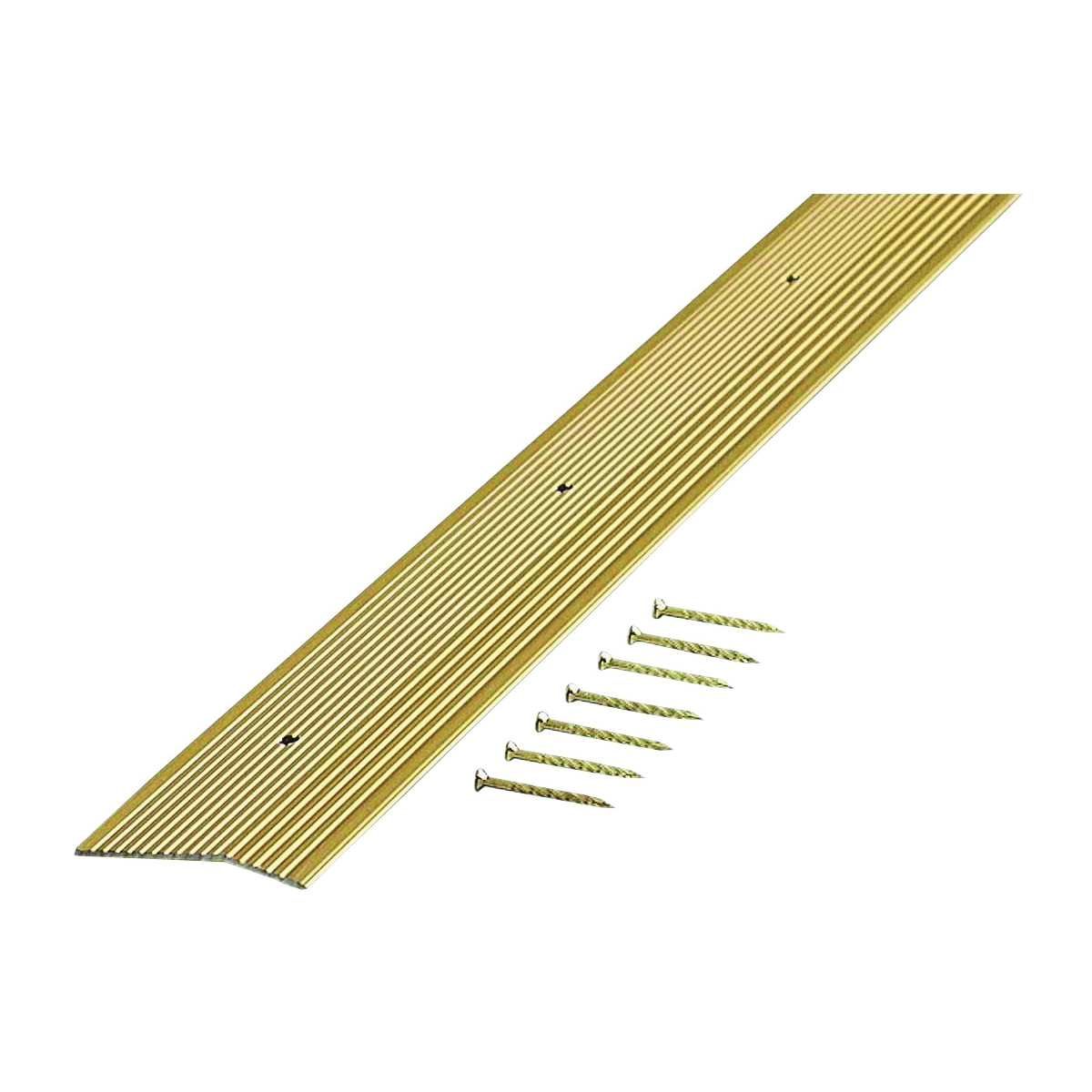 79251 Carpet Trim, 72 in L, 2 in W, Fluted Surface, Aluminum, Satin Brass