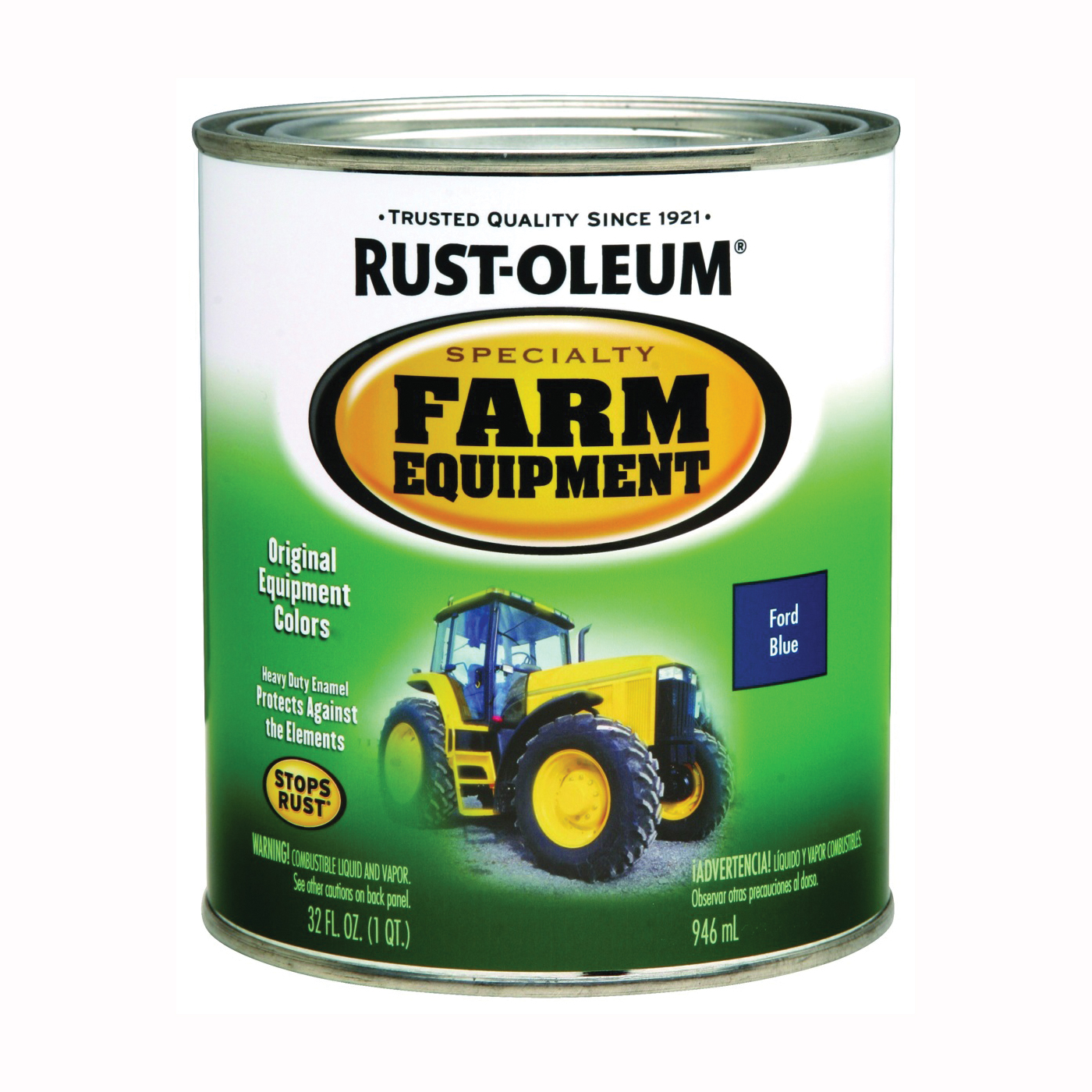 7424502 Farm Equipment Paint, Ford Blue, 1 qt, Can, 130 sq-ft/qt Coverage Area