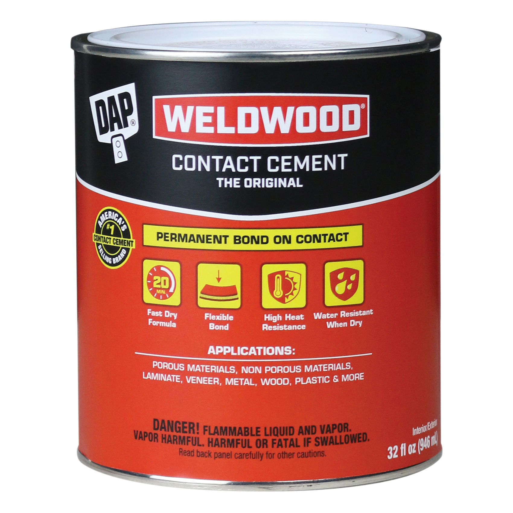 00272 Contact Cement, Liquid, Strong Solvent, Tan, 1 qt, Can