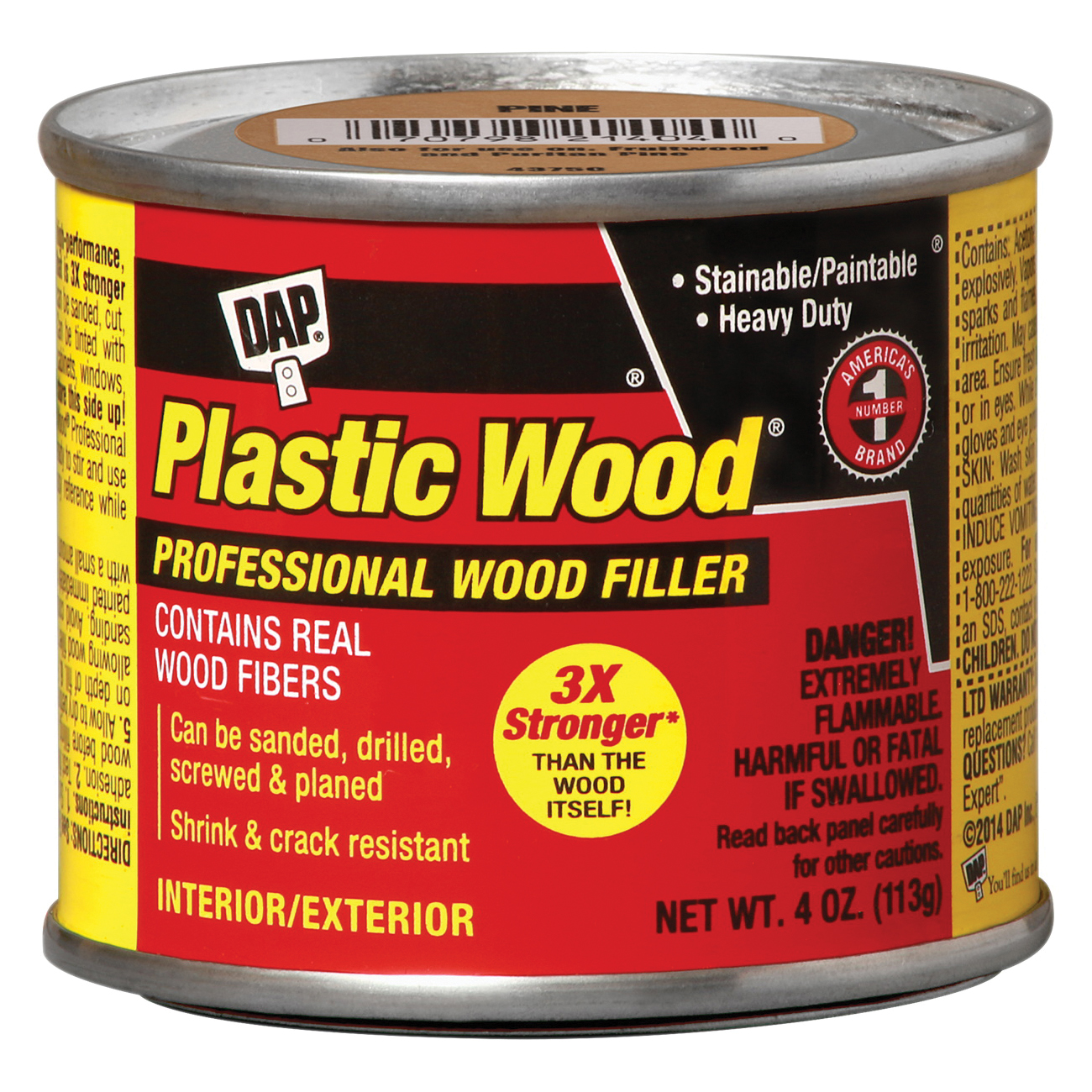 DAP Plastic Wood 21404 Wood Filler, Paste, Strong Solvent, Pine, 4 oz