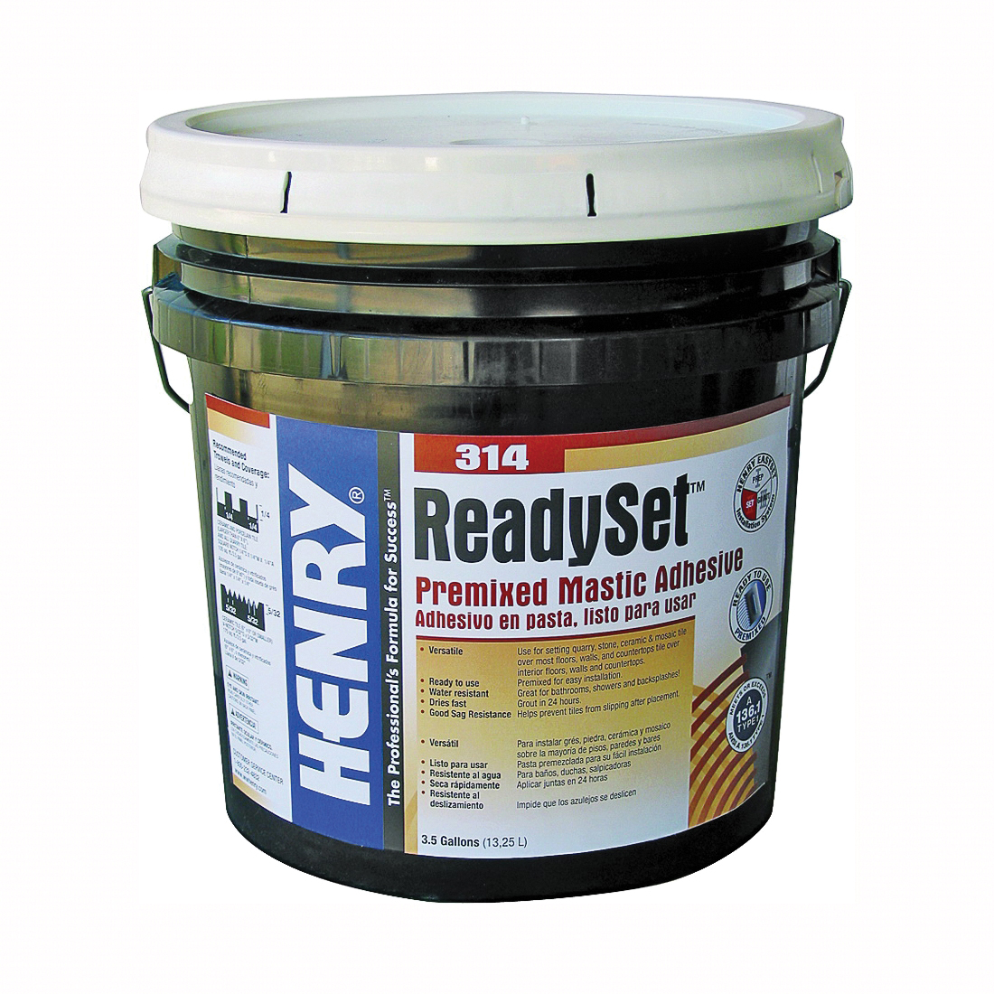 314 Series 12257 Mastic Adhesive, Off-White, 3.5 gal Pail