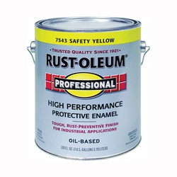 7543402 Enamel Paint, Gloss, Safety Yellow, 1 gal, Can, Oil Base, Application: Brush, Roller, Spray