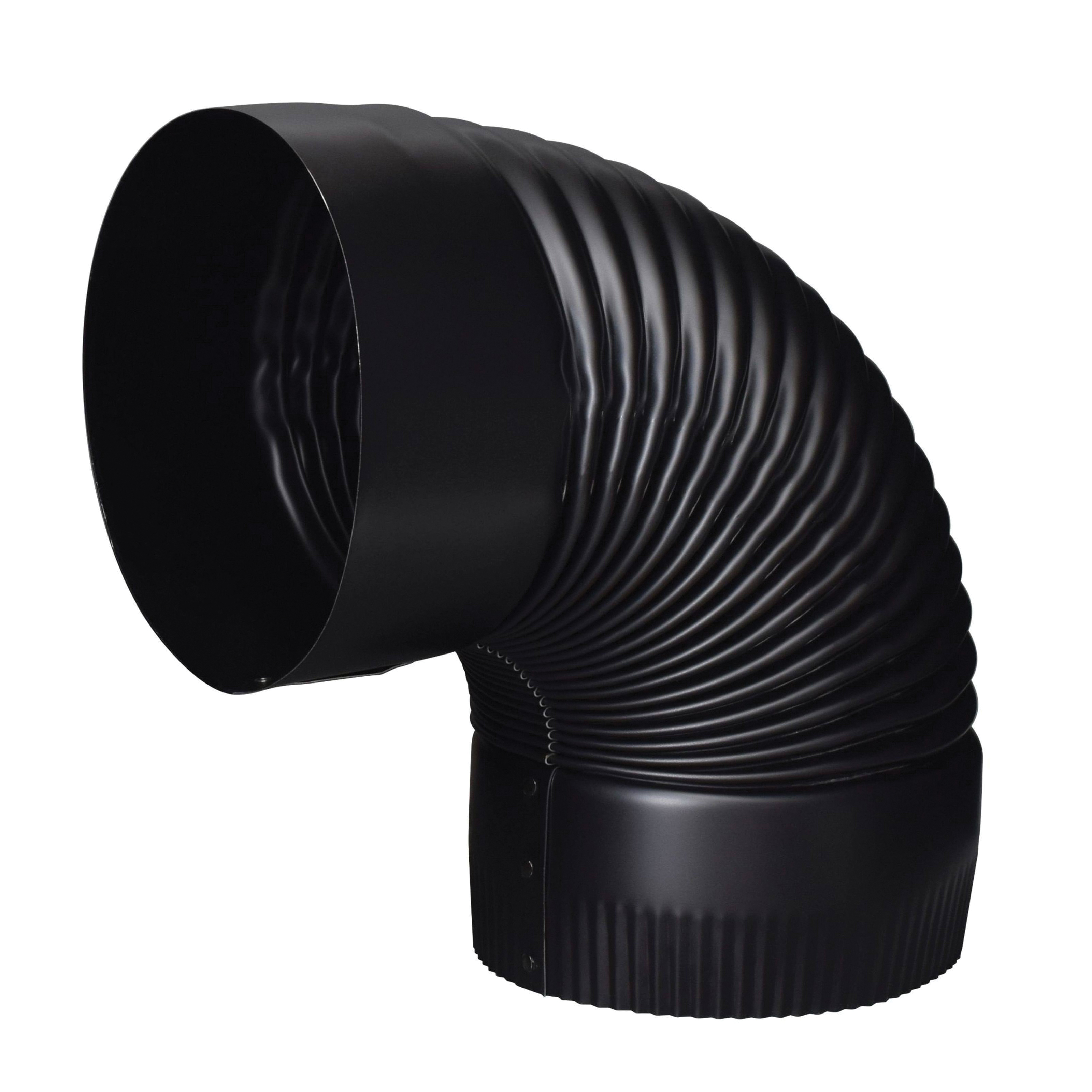 BM0023 Stove Pipe Elbow, 90 deg Angle, 6 in, 24 Gauge, Steel, Black, Satin
