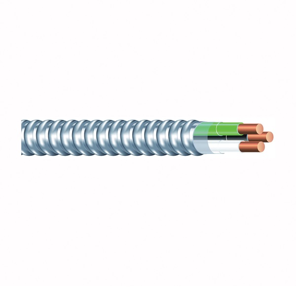 Southwire Armorlite 68580022 Armored Cable, 12 AWG Cable, 2-Conductor, 50 ft L, Copper Conductor, PVC Insulation - 1