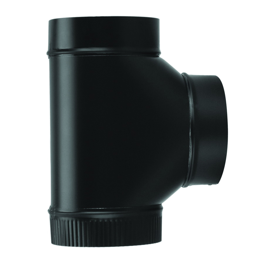 BM0083 Assembled Tee, 6 in, 24 ga Thick Wall, Steel, Black, Matte