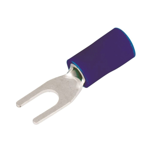 20-113 Spade Terminal, 600 V, 16 to 14 AWG Wire, #4 to 6 Stud, Vinyl Insulation, Blue