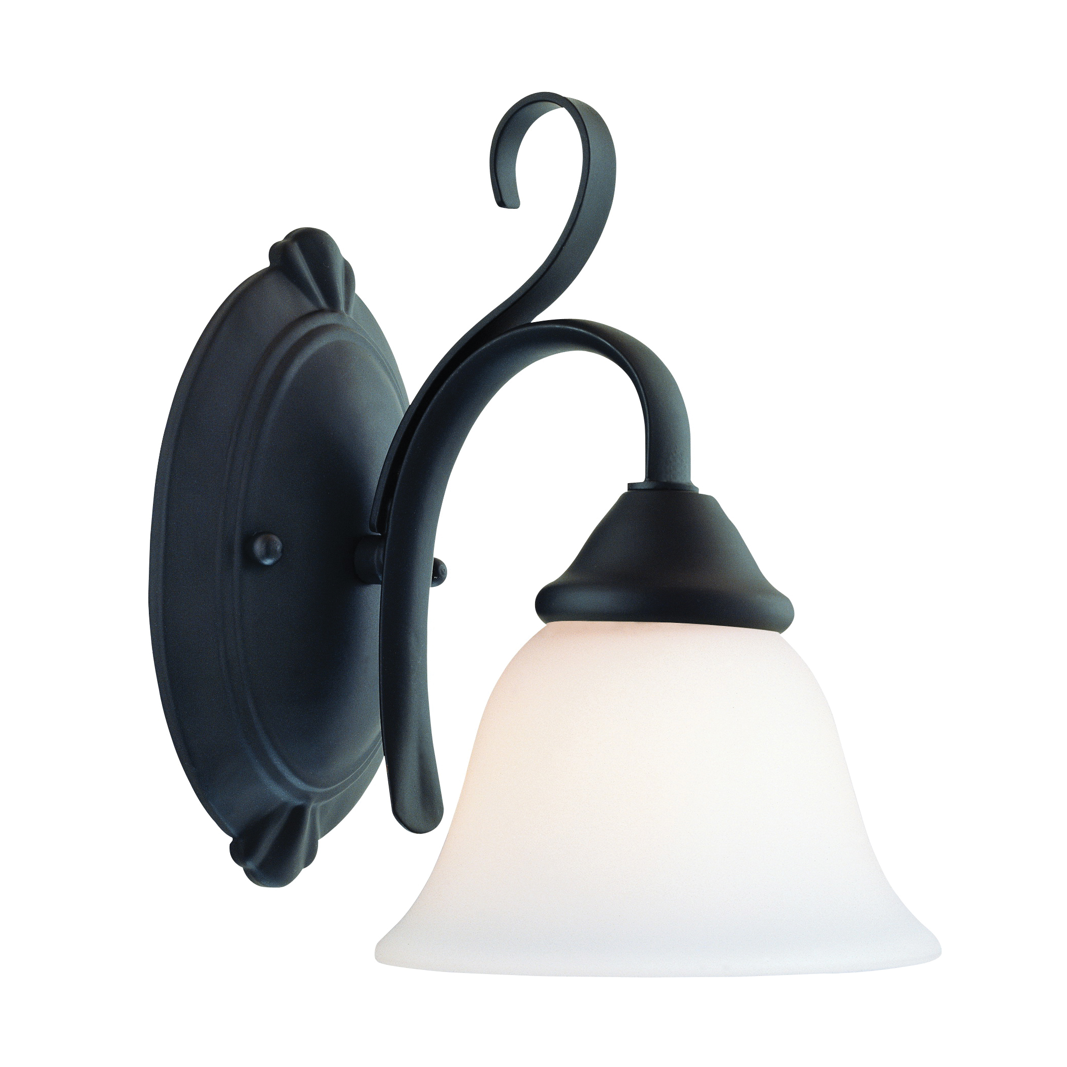 F3-1W-3L Single Light Vanity Fixture, 120 V, 60 W, CFL Lamp, Steel Fixture, Matte Black Fixture