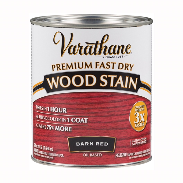 307414 Wood Stain, Translucent, Barn Red, Liquid, 1 qt, Can