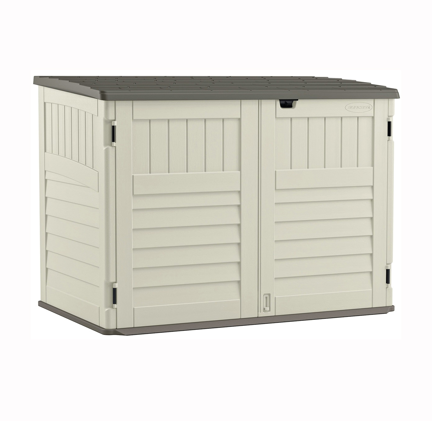 Stow-Away BMS4700 Storage Shed, 70 cu-ft, 5 ft 10-1/2 in W, 3 ft 8-1/4 in D, 4 ft 4 in H, Resin, Stoney/Vanilla