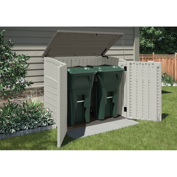 Suncast Stow-Away BMS2500 Storage Shed, 34 cu-ft Capacity, 4 ft 5 in W, 2 ft 8-1/4 in D, 3 ft 9-1/2 in H, Resin - 1