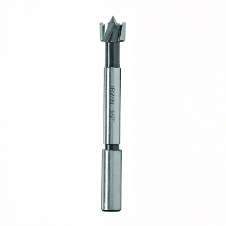 1966896/42908 Forstner Bit, 1/2 in Dia, 3-1/2 in OAL, 1-Flute, 3/8 in Dia Shank, Reduced Shank