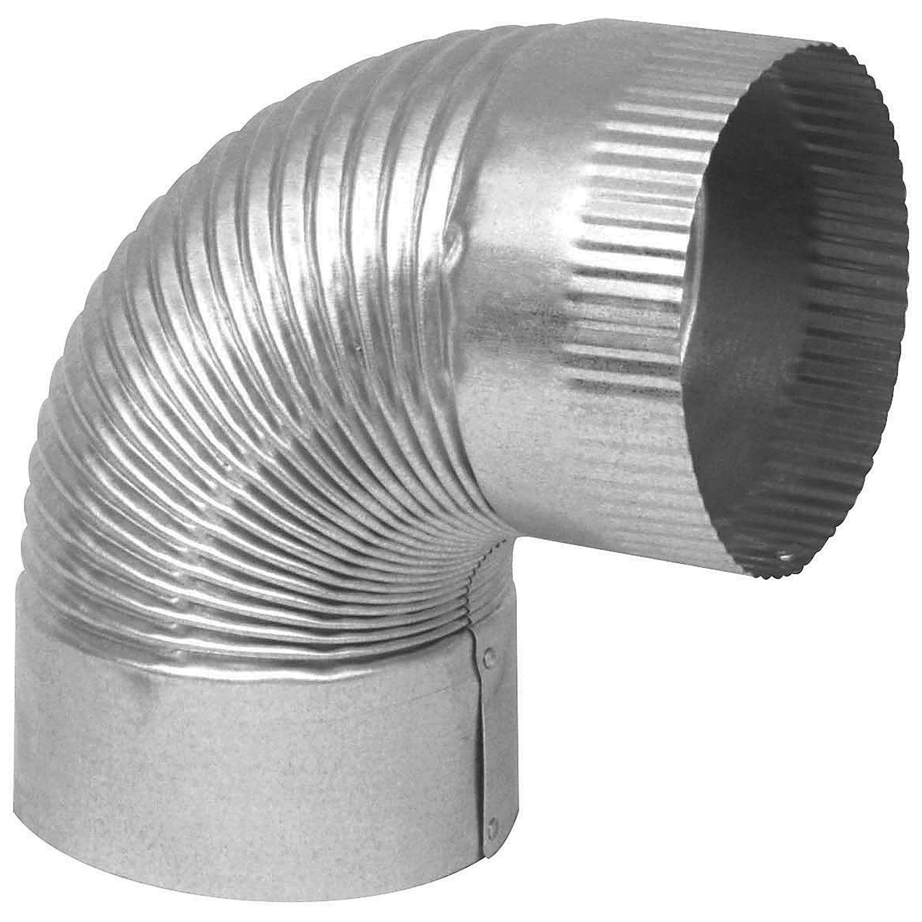 GV0324 Corrugated Elbow, 5 in Connection, 28 ga Gauge, Steel, Galvanized