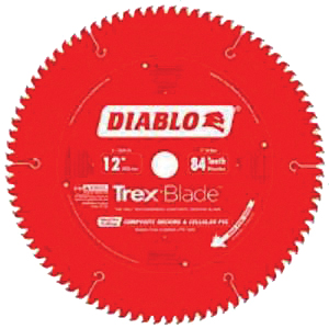 D1284CD Circular Saw Blade, 12 in Dia, 1 in Arbor, 84-Teeth, Carbide Cutting Edge