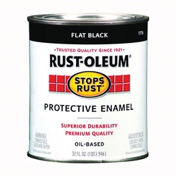 Stops Rust 7776502 Enamel Paint, Oil, Flat, Black, 1 qt, Can, 50 to 110 sq-ft/qt Coverage Area