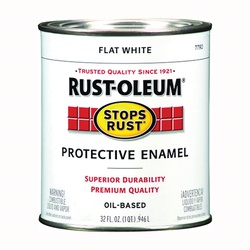 RUST-OLEUM Stops Rust 7790502 Enamel Paint, Oil Base, Flat Sheen, White, 1 qt, Can - 1