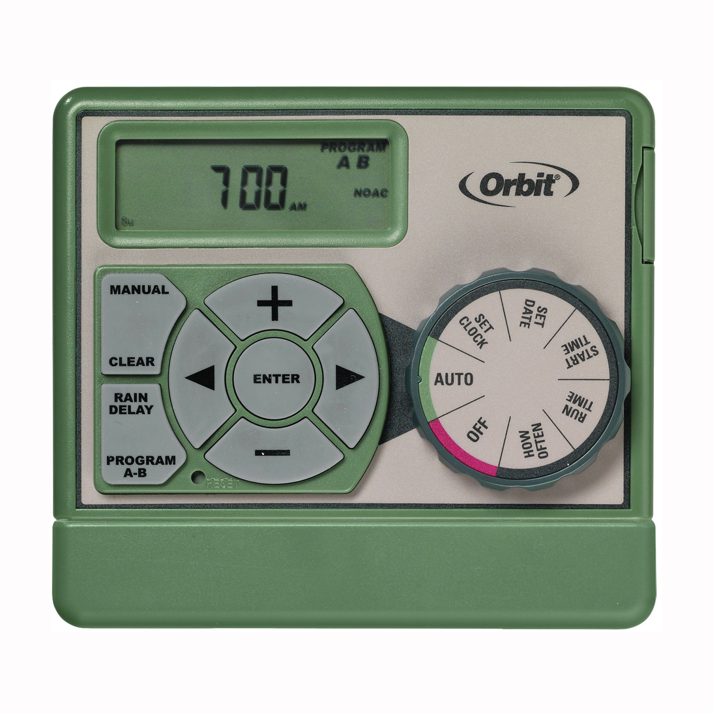 57596 Easy Dial Indoor Sprinkler Timer, 120 V, 6-Zone, 2-Program, 1 to 99 min Cycle, LCD Display