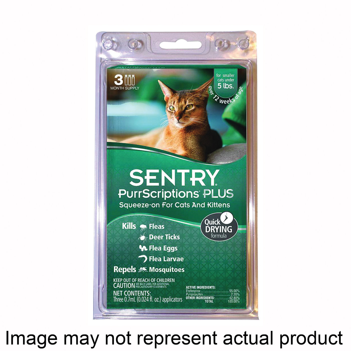 PurrScriptions Plus 01980 Flea and Tick Squeeze-On, Liquid, Mild Acetate, 3 Count, 0.7 mL