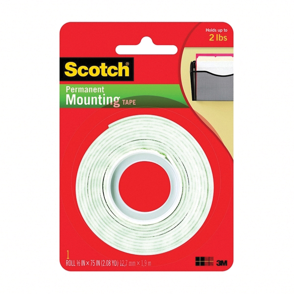 110S Mounting Tape, 75 in L, 1/2 W, White