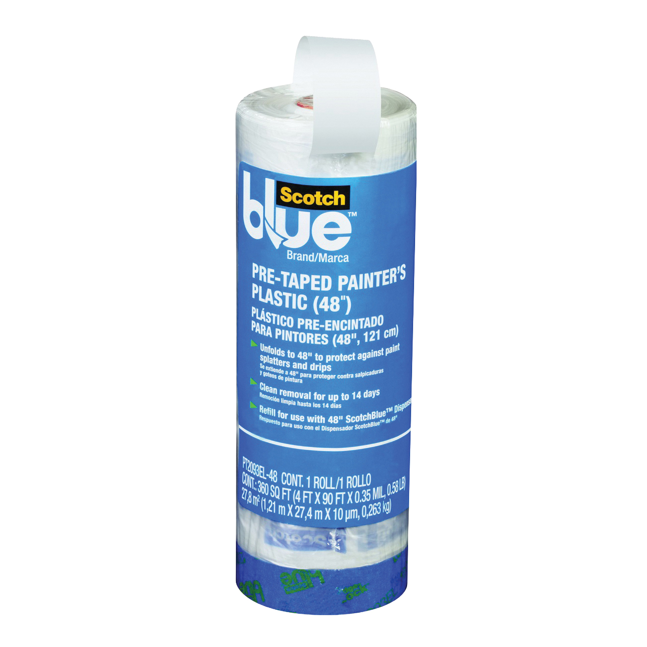 PT2093EL-48 Painter's Tape, 30 yd L, 48 in W, 0.35 mil Thick, Paper Backing, Transparent